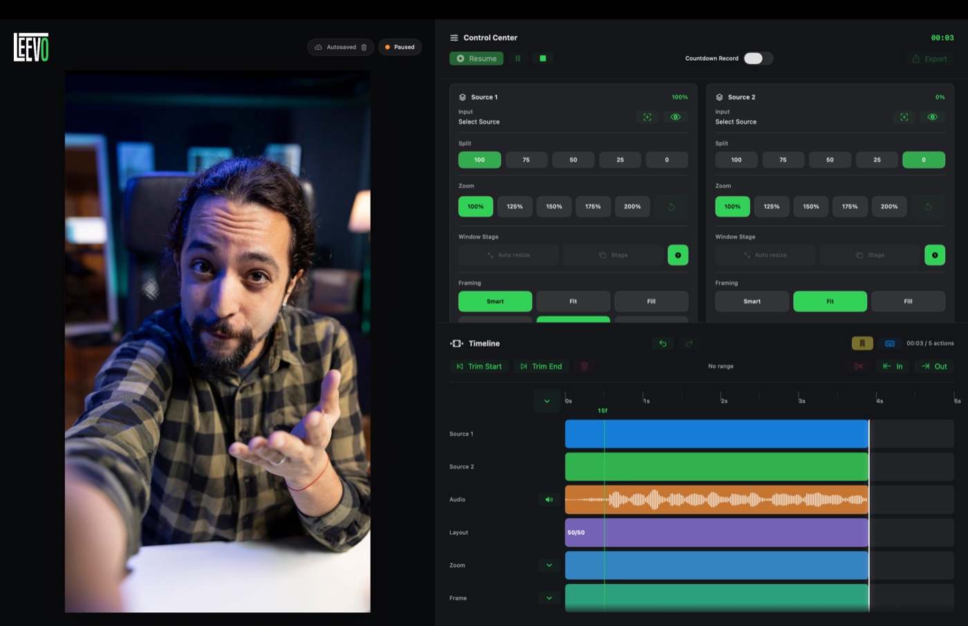 Leevo layout example for a vertical tutorial recording.